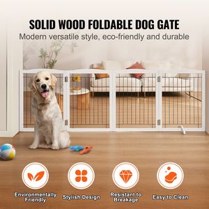 Cancelletto per Cani Autoportante in PVC e Rete, 81 cm (H) x 245 cm (L), Pieghevole a 4 Pannelli per Passaggi Larghi e Stretti, Espandibile - Product Image 2