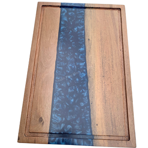 Planche à découper rectangulaire en bois avec design océanique en résine bleue, antidérapante, lavable au lave-vaisselle, non toxique, emballage individuel pour cuisine - Product Image 5