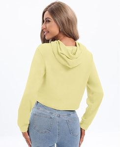 Sweat-shirt à capuche court pour femme OEM – Haut décontracté en mélange de coton doux pour le sport - Product Image 6