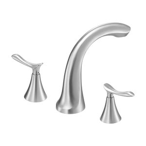 Rubinetto per vasca da bagno a 3 fori con cascata e collo d'oca, set rubinetteria per vasca con 2 maniglie, montaggio su bordo vasca - Product Image 5