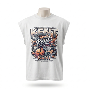 T-shirt sans manches en coton épais 100 % personnalisé avec impression DTG, logo de marque, coupe oversize streetwear, ajustement régulier - Product Image 2