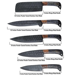 Five-Piece Chef <b>Set</b> with Pakka Wood Handle High Carbon Steel Handmade Durable <b>Sharp</b> Straight Edge Christmas Gift for Him - Product Image 6