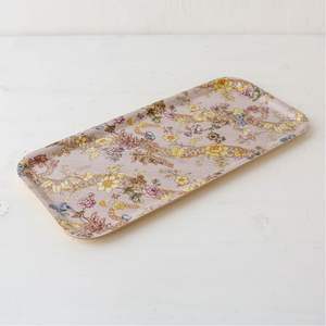 Bandeja Rectangular de Acero Esmaltado a Mano con Diseño Floral, Bandeja Decorativa para Otomana, Plato de Metal para Servir Bebidas, Apto para Alimentos, para Cocina - Product Image 2