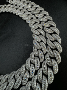 14mm S925 Argent Glacé Entièrement VVS Baguette Moissanite De Luxe Cubain Lien Chaîne Diamant Hommes Collier Hiphop Bijoux - Product Image 3