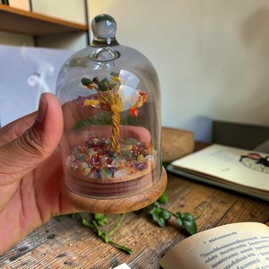 Seven Chakra Gemstone <b>Tree</b> in Glass Cover – Healing <b>Crystal</b> Bonsai with Wooden Base - Product Image 5