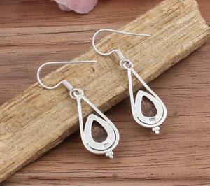 Natural Sunstone Drop <b>Earrings</b> 925 Sterling <b>Silver</b> Dainty Gemstone Orange Sparkle Luxury <b>Wedding</b> Women Gift Jewelry - Product Image 3