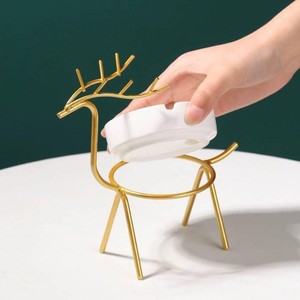 Cendrier de bureau en céramique en forme de cerf, design nordique, cadre en métal doré, support de cendres blanc, décoration d'intérieur - Product Image 2