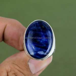 แหวนเงินสเตอร์ลิงทำด้วยมือแหวนสัญญาวินเทจสำหรับผู้หญิง/ภรรยาหมั้นงานแต่งงานมีโซดาไลต์925 - Product Image 4