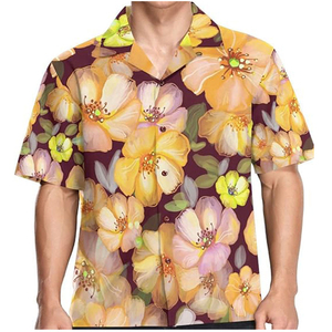 เสื้อเชิ้ตชายหาดแขนสั้นลำลองพิมพ์ลายฮาวาย ผ้าระบายอากาศดี สำหรับฤดูร้อน  โลโก้สีแบบกำหนดเองได้ - Product Image 2