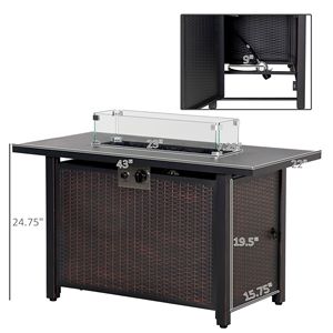 Braciere a Propano in Vimini Intrecciato da 43 Pollici con Accensione Automatica, Protezione Antivento in Vetro e Fiamma Blu per Esterni - Product Image 3