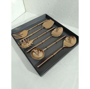 Juego de Servir de Seis Piezas de Acero Inoxidable de Lujo, Color Dorado, Resistente, Apto para Lavavajillas, para Bodas y Hoteles - Product Image 1