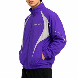 เสื้อแจ็คเก็ตแทร็คสปอร์ตผู้ชายแบบลำลองลายทาง ซิปเต็มตัว น้ำหนักเบา ระบายอากาศได้ดี แห้งเร็ว คอสูง แขนเสื้อและชายเสื้อแบบยางยืด - Product Image 3