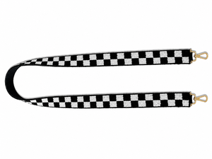 Nuevas correas de bolso tejidas a cuadros en blanco y negro a la moda con ganchos dorados para bolsos de mano, bolsos de hombro, correas con cuentas para niñas - Product Image 4