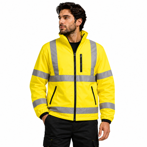 Veste de sécurité haute visibilité verte OEM ODM pour hommes, vêtements de travail réfléchissants, imperméables, pour travaux en extérieur, avec poches zippées - Product Image 5