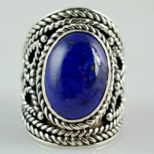 <b>Lapis</b> <b>Lazuli</b> <b>Ring</b> 925 Sterling Silver Handmade Boho Statement Promise Jewelry for Women Natural Oval Shape Gemstone Jewelry - Product Image 5