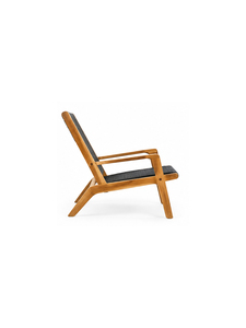 Sillón Moderno Escandinavo de Madera con Tapicería de Tela Negra, Estructura de Madera Sólida, Mueble para Interiores y Exteriores - Product Image 3