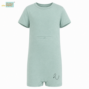 Body de tubo color verde salvia con acceso a tubo |   Ropa Sensorial Especial para Niños, Prendas Inclusivas de Manga Corta, Algodón Elástico, Cómodas y Fáciles de Vestir - Product Image 1