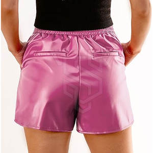 Shorts en cuir pour femmes 2025, haute qualité, respirant, style décontracté tendance, taille élastique, taille mi-haute, vente en gros de shorts en cuir - Product Image 5
