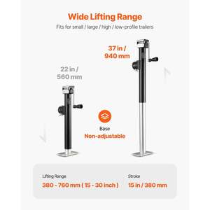Manico ergonomico da 15 pollici verticale per rimorchi RV con attacco a tubo saldato Jack 5000 libbre capacità di carico dinamico - Product Image 5