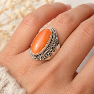 Anillo de Piedra Preciosa Cornalina Natural, Plata de Ley 925, Hecho a Mano, Estilo Vintage, para Mujer y Hombre, Joyería Boho, Regalo de Navidad - Product Image 4