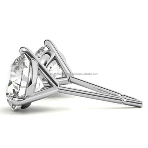 Pendientes de Diamantes Cultivados en Laboratorio Personalizados, Oro Blanco de 14K, Chapado en Oro, Corte Brillante, Certificado IGI, Regalo de Moda para Mujeres, Bodas y Fiestas - Product Image 3