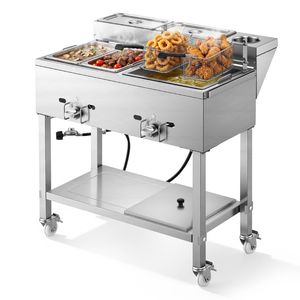 Friteuse Commerciale d'Extérieur avec 2 Brûleurs au Propane (11 600 BTU chacun) et Plaques Chauffantes de 1/3 de Taille pour Friture Profonde et Utilisation Polyvalente - Product Image 1