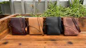 ODM OEM Custom New Arrival <b>Men</b> Full Grain Leather Shoulder <b>Bag</b> Vintage Business Crossbody Messenger <b>Bag</b> Durable Leather Handbags - Product Image 4