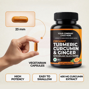 Cápsulas de Cúrcuma con Pimienta Negra y Jengibre, Marca Privada OEM, Certificación GMP, Veganas, Bajas en Azúcar, 60/120 Unidades - Product Image 2