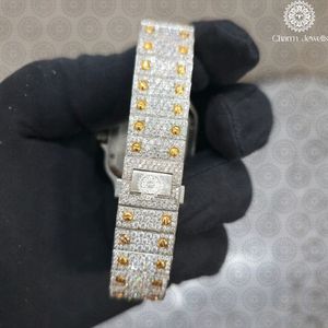 Charm_Jewells Luxury Yellow Gold Watch Round Case 42mm Analog Quartz Sapphire Crystal <b>Chronograph</b> Unisex Fashion - Product Image 4