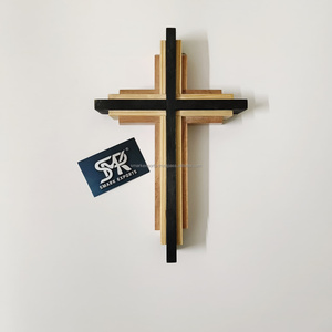 Croix murale en bois poli artisanal symbole religieux pour chrétien maison bureau église cadeau de noël décoration tenture murale - Product Image 6