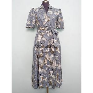 Robes maxi vintage pour femmes, coupe évasée, manches courtes, 100% coton, imprimé floral, robe ethnique et vêtements d'été respirants et confortables - Product Image 3