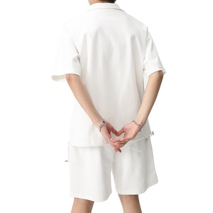 Ensemble de costume décontracté pour homme en coton respirant, taille plus, deux pièces, avec short et manches courtes, personnalisable - Product Image 5