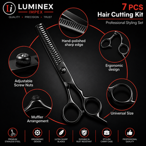 Ciseaux droits pour gauchers NYBL-55 de 5,5 pouces, JAPON, acier 440C, tranchants, dureté 58-59HRC, manche en acier inoxydable, ciseaux de barbier, cheveux, 28 - Product Image 5