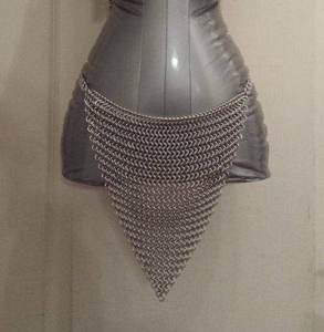 Gray Satin Bodycon <b>Dress</b> With Chainmaille Panel Detail Front Or Back Fashion Statement Piece - Product Image 2