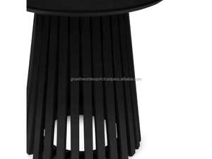 Mesa Auxiliar Moderna Negra con Listones, Mesa de Pedestal con Diseño Calado para Decoración de Sala de Estar, Mesa de Acento Negra Contemporánea 2026 - Product Image 3