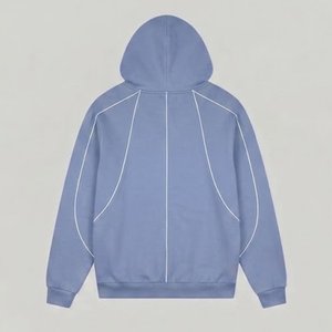 Ensemble de survêtement bleu à capuche pour homme, manches longues, couleur unie, jogging décontracté avec poches latérales, vêtements d'automne, matière en coton respirant - Product Image 4