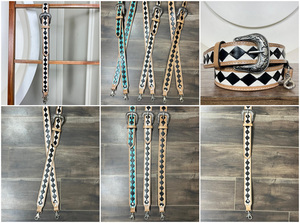 Correa de cuero genuino para bolso de repuesto con patrón a cuadros ajustable de último diseño personalizado, accesorios para bolso - Product Image 3