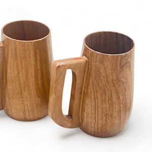 Mug en bois naturel artisanal avec logo personnalisé, réutilisable, écologique, pour boire du thé - Product Image 1