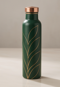 Botella de Agua de Cobre Pintada con Esmalte Ayurvédico Premium, Diseño Artístico de Follaje, Botella Deportiva Metálica a Prueba de Fugas, Fabricante OEM - Product Image 4