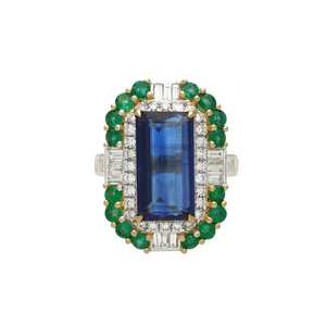 Anillo de Cianita Azul, Plata de Ley 925, Chapado en Oro de 14K, Gema Verde, Joyería de Lujo Hecha a Mano, Regalo Elegante para Mujer - Product Image 1