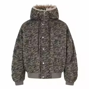 Men's 100% Nylon Solid Front Logo Oversized Formal Winter Coat Faux <b>Fur</b> <b>Trim</b> Factory OEM Customization - Product Image 6