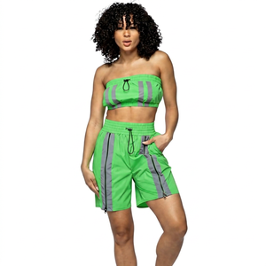 Conjunto Deportivo de Dos Piezas para Mujer, Estilo Y2K, Top sin Tirantes, Shorts Transpirables de Secado Rápido, Tejido 100% Algodón, Casual para Primavera/Verano - Product Image 2