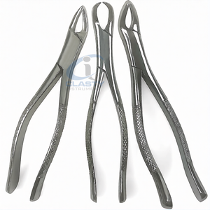 Juego de 9 Instrumentos Quirúrgicos Dentales Manuales con Pinzas de Extracción, Elevadores, Espejo, Pinzas y Empuñadura Moleteada Plateada Clase I - Product Image 3