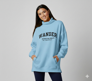 Comprar al por mayor Sudadera de invierno para mujer con cuello simulado, 100% algodón, con logo estampado frontal, estilo casual y urbano, de tacto suave. - Product Image 1