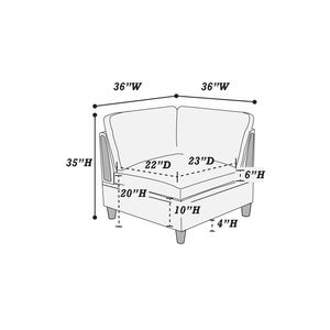 Divano a cuneo Dorris in tessuto con cuscino singolo e gambe in legno color acciaio per arredamento soggiorno - Product Image 3