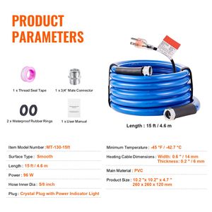 Tubo Autoajustable Automático de 15 pies con Diámetro Interior de 5/8 Pulgadas Manguera de Agua Caliente para RV, Anticongelante, -45 Grados Fahrenheit, para Beber y Calentar - Product Image 5