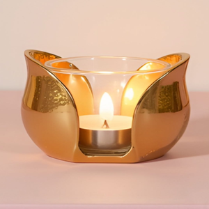 Base de latón dorado para velas de té con diseño de loto, para el hogar o el templo, disponible a precios de mayorista. - Product Image 3