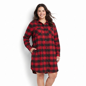Camisa Larga de Franela 100% Algodón para Mujer, Vestido Largo a Cuadros con Bolsillo en el Pecho, Ropa de Dormir para Mujer, Camisa Larga de Franela - Product Image 4