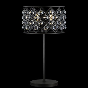 Lampe de table moderne en perles de cristal avec abat-jour en treillis métallique noir, lampe de chevet de luxe, lampe de bureau industrielle glamour, décoration de lustre - Product Image 5