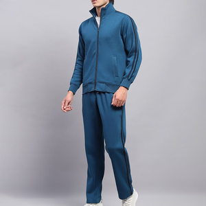 Ensemble de survêtement décontracté d'hiver personnalisé imprimé et uni avec fermeture éclair pour hommes - Polyester/Coton - Product Image 3